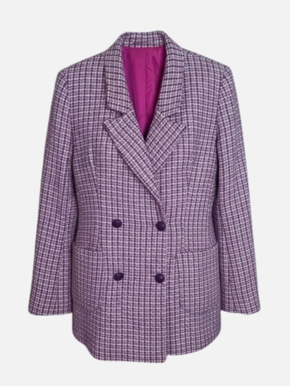 BDG Urban Outfitters Pink Houndstooth Double Breasted Blazer Jacket Large